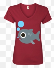 Fish Blowing Bubbles Emoji Ladies V - T Shirt Black By Popular Demand
