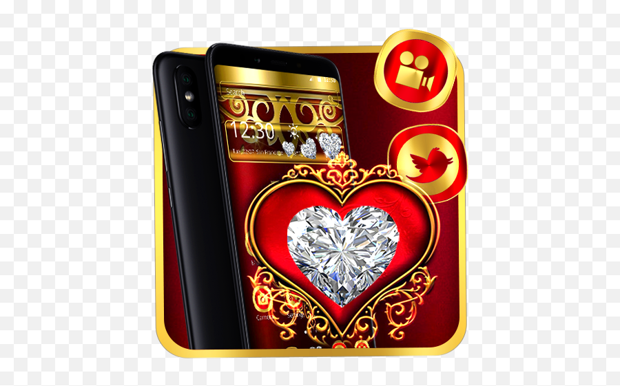 Red Diamond Gold Heart Theme U2013 Apps I Google Play - Smartphone Emoji,Golden Heart Emoji
