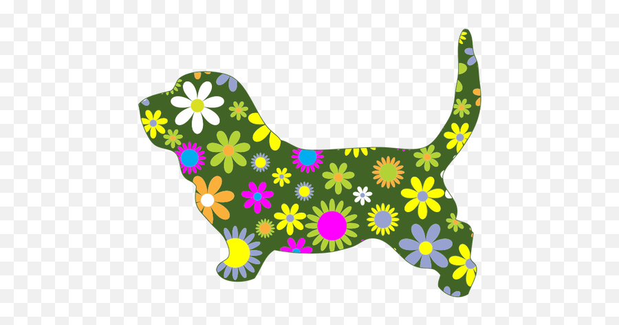 Retro Floral Dog - Icon Colorful Dog Png Emoji,Dog Walking Emoji