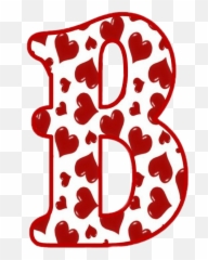 B Initial Letters Red White Hearts - Day Alphabet Emoji