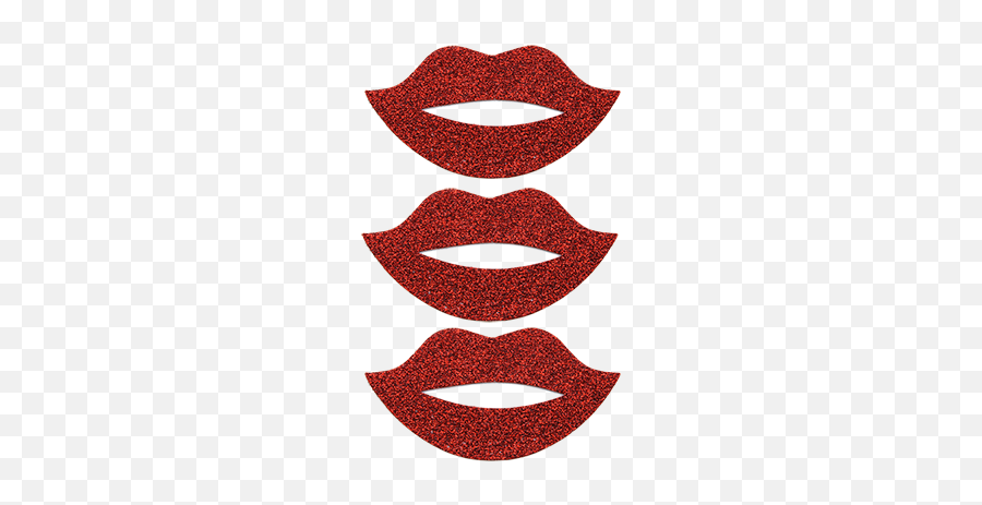 Red Glitter Lips 3 - Pack Sticker Bling Bling Clip Art Emoji,Red Lips Emoji