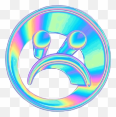 Holo Frown Emoji Face Smileyface - Holographic Smiley Face,Vaporwave Emoji