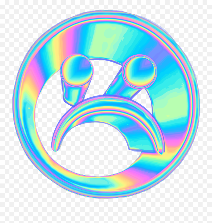 Holo Frown Emoji Face Smileyface - Holographic Smiley Face,Vaporwave Emoji