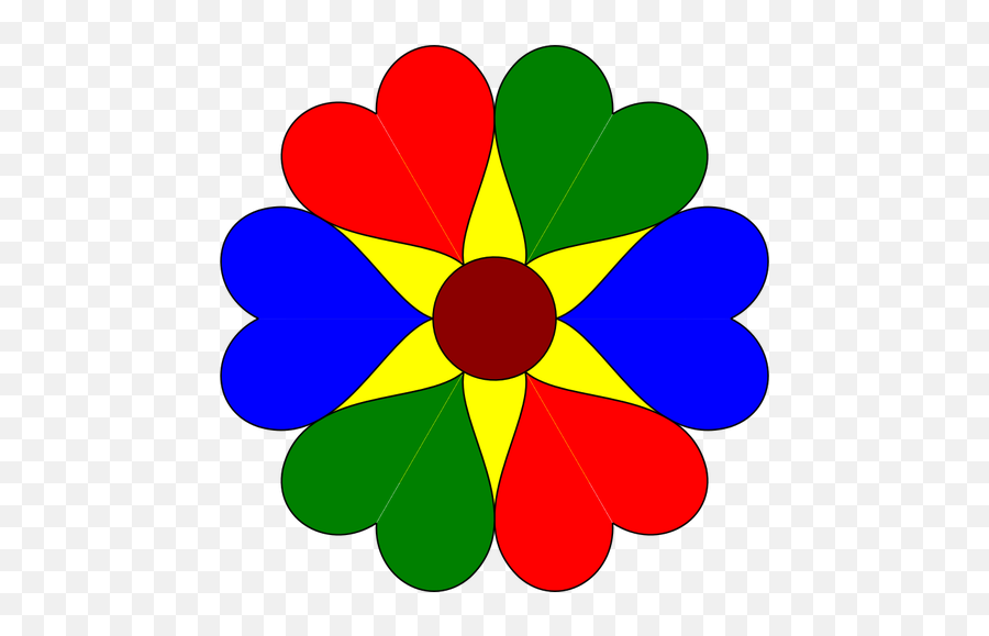 Colorful Flower Vector Illustration - Heart Flower Clipart Emoji,Three Leaf Clover Emoji