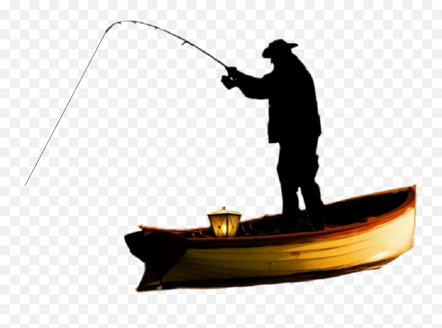 Fisherman Boat Silhouette Fishing - Fischen Auf Dem Boot Emoji,Fisherman Emoji