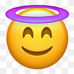 Emoticon Emoji Halo Purple - Transparent Angel Emoji Apple,Purple Emoticon