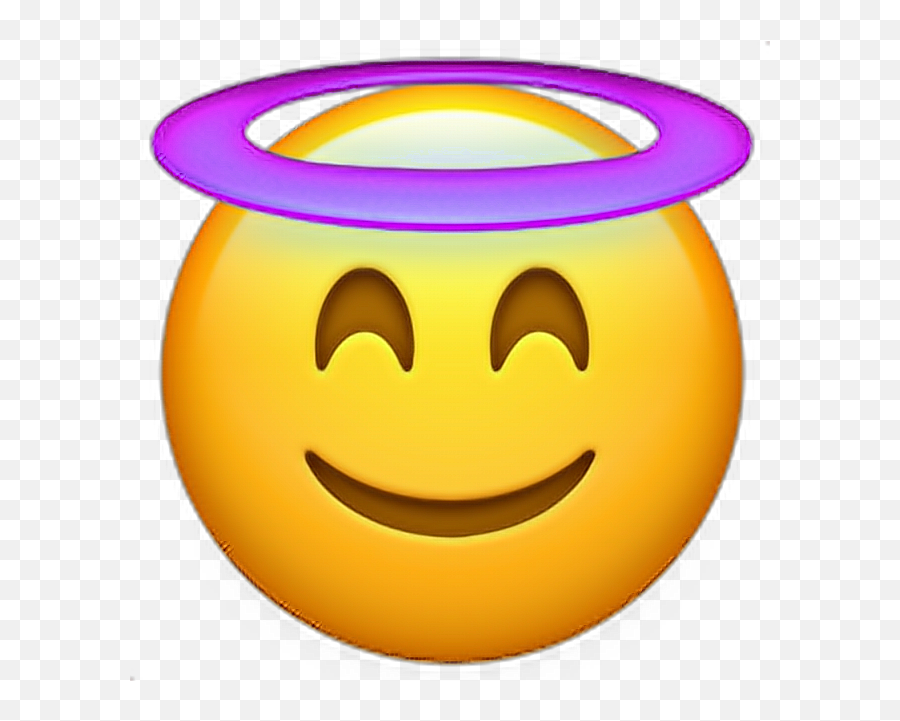 Emoticon Emoji Halo Purple - Transparent Angel Emoji Apple,Purple Emoticon
