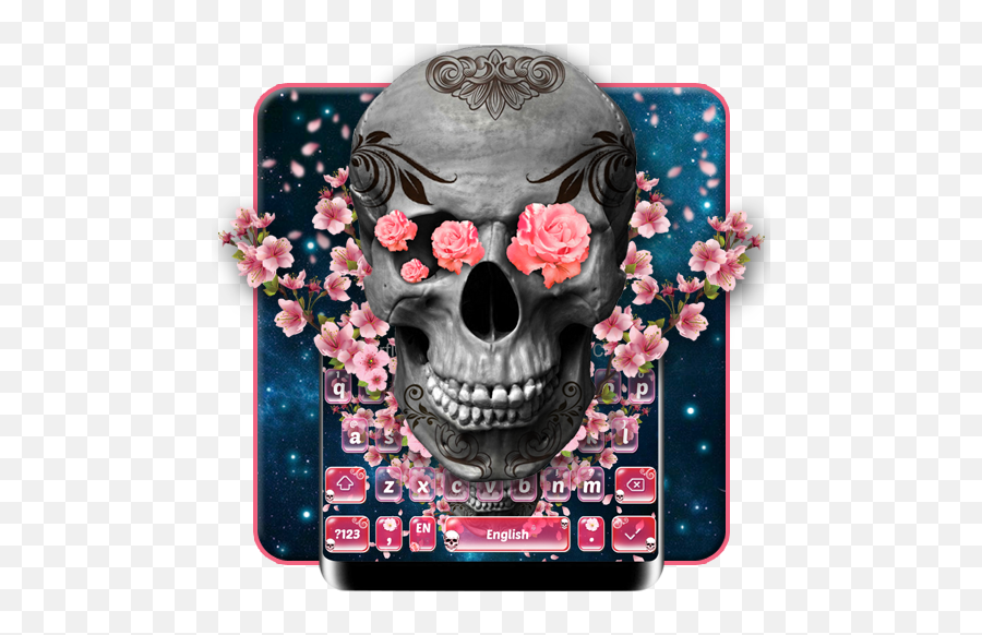 Pink Rose Blossom Skull Keyboard Theme - Apps En Google Play Scary Emoji,Dead Flower Emoji
