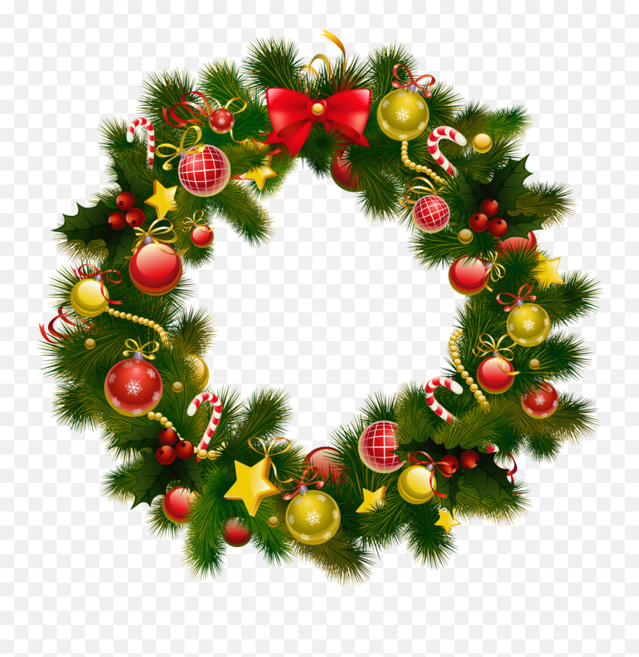 Garland Clipart Candy Cane Garland - Christmas Wreath Transparent Background Emoji,Christmas Wreath Emoji