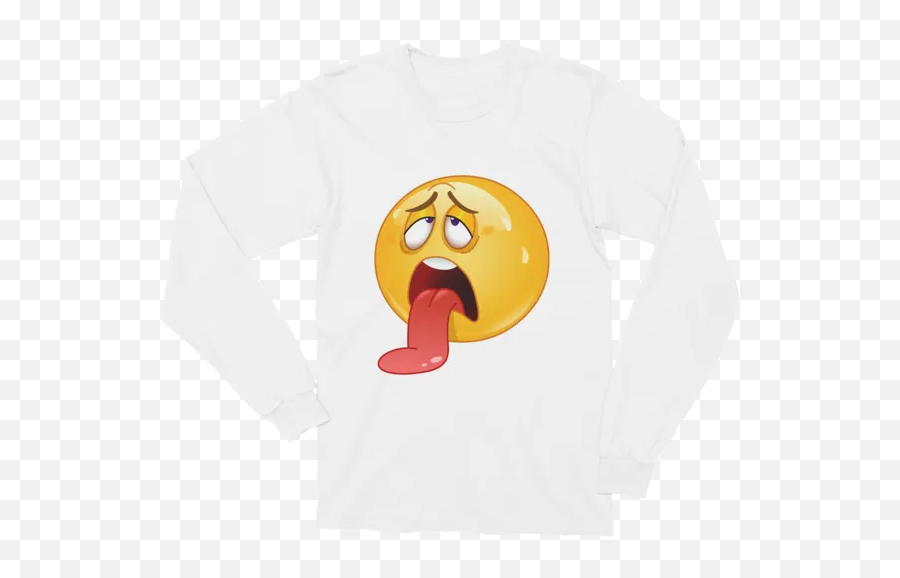 Exhausted Emoji Long Sleeve T - Long Sleeve With Pocket Shirt Mockup,Exhausted Emoticon