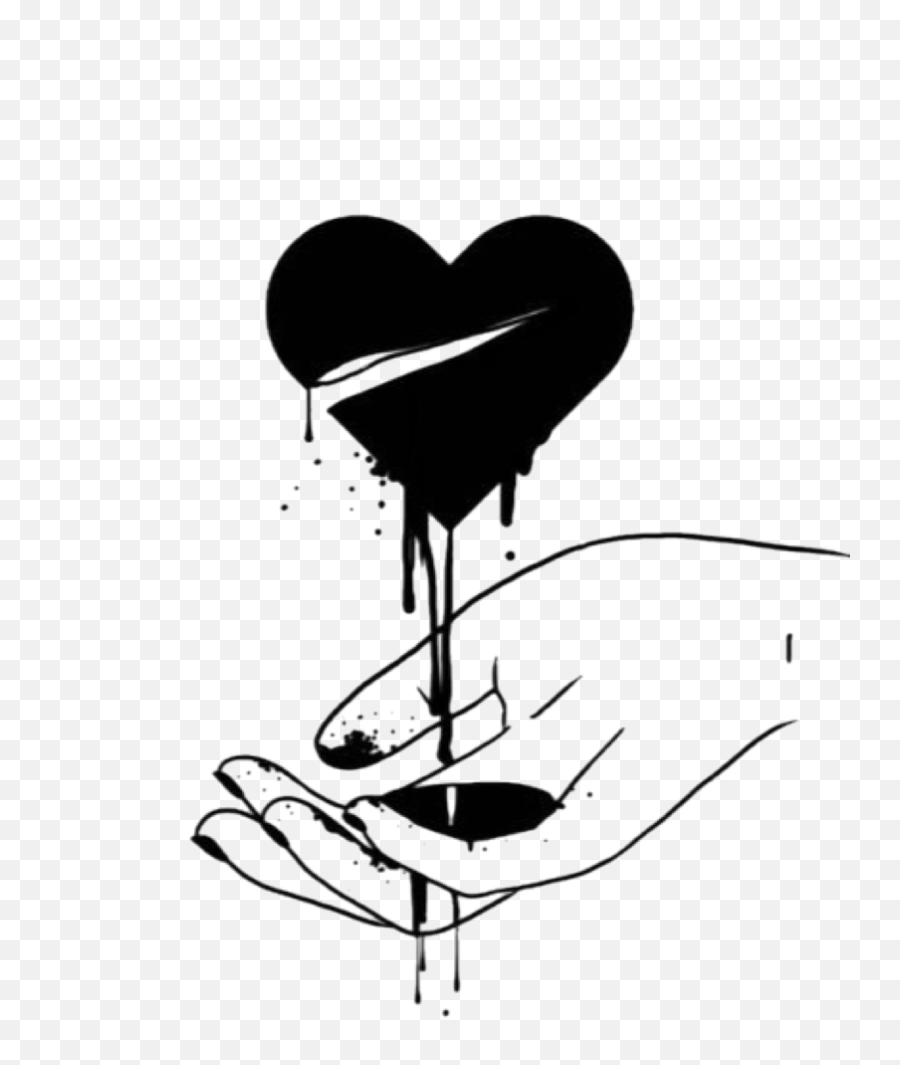 Heart Bleeding Black Lineart Freetoedit - Depression Sad Simpsons Drawings Emoji,Bleeding Heart Emoji