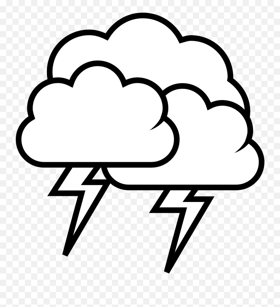 Thunderstorm Cloud Rain Storm Thunder - Thunder Clipart Black And White Emoji,Emoji Lightning Bolt And Umbrella