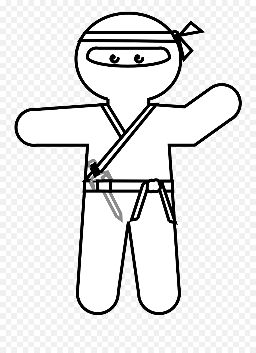 Ninja Japanese Cartoon Character Weapon - Ninja Black And White Clipart Emoji,Japanese Cat Face Emoji