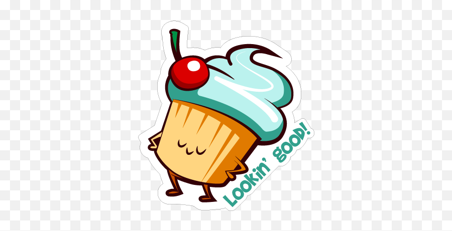 Super Cute Cupcake Character Designed Stickers - Clip Art Emoji,Emoji Cupcakes