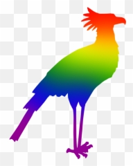 Secretary Bird Rainbow Colors - Transparent Clipart Emoji