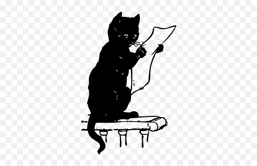 Vector Image Of Black Cat Reading Paper - Cat Reading Clip Art Emoji,Furry Emoji