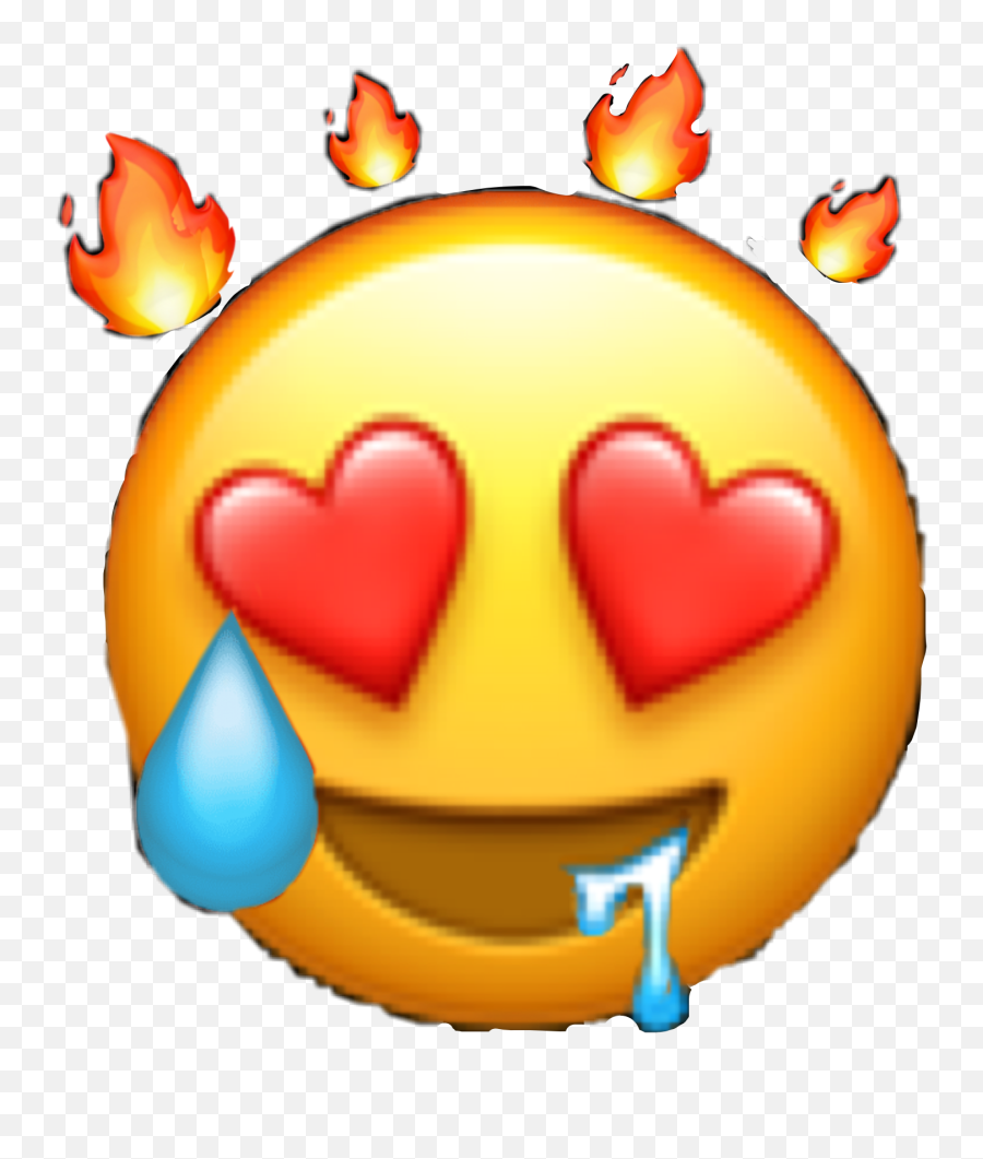 Emoji Hotemoji Hearteyes Sticker By Human - Hot Emoji In Iphone,Fire Emoticon
