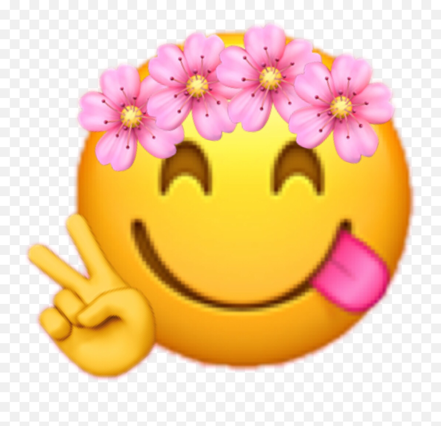 Emoji Peace Flowercrown Sticker - Flower Crown Peace Emoji,Flower Crown Emoji