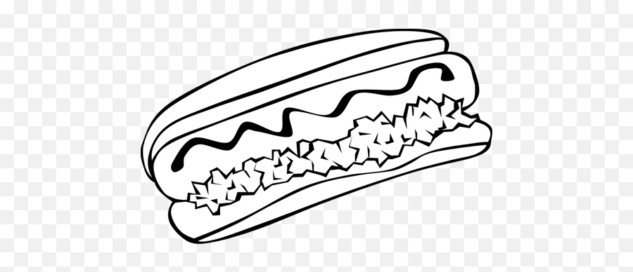 Hot Dog Vector Drawing - Black And White German Food Emoji,Wiener Dog Emoji