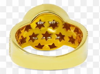 10k Yellow Gold Mens Round Baguette - Ring Emoji