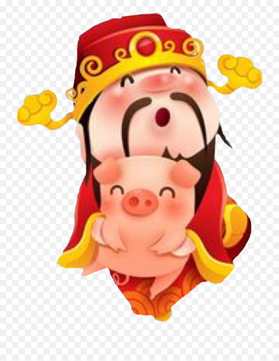 Chinese Newyear Pig Sticker By Cindy Mcdaniel - God Of Wealth And Pig Emoji,Chinese New Year Emoji