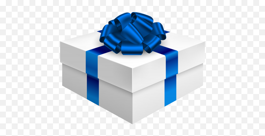 Gift Box With Dark Blue Bow Png Clipart - Blue Gifts Png Emoji,Blue Ribbon Emoji