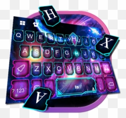 Galaxy Neon Rocket Keyboard Theme - Computer Keyboard Emoji,Flag And Rocket Emoji