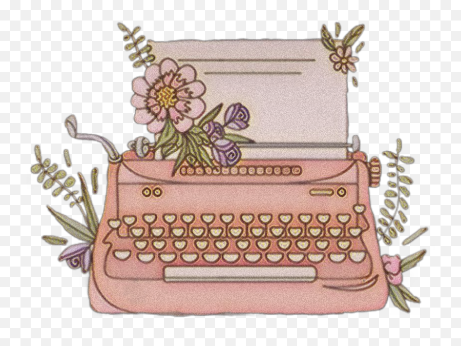 Typewriter Sticker Challenge On Picsart - Typewriter With Flowers Coming Out Of It Art Emoji,Emoji Typewriter