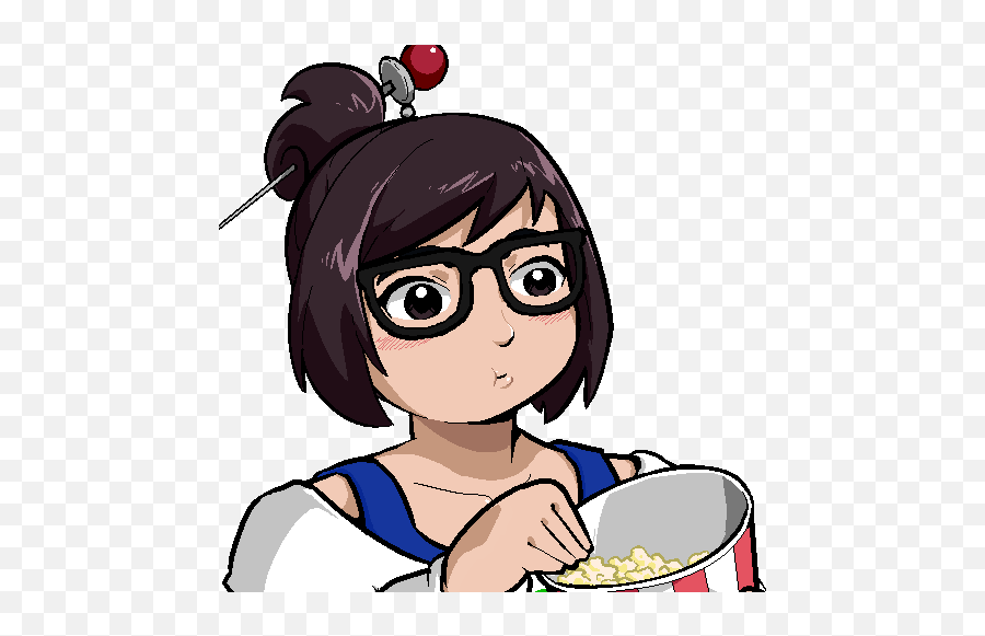Overwatch Mei Transparent Gif Emoji,Emoji Eating Popcorn