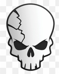 Cracked Skull 3d Chrome Plated Sticker - Transparent Cracked Skull Png Emoji,Skull Emoji Png