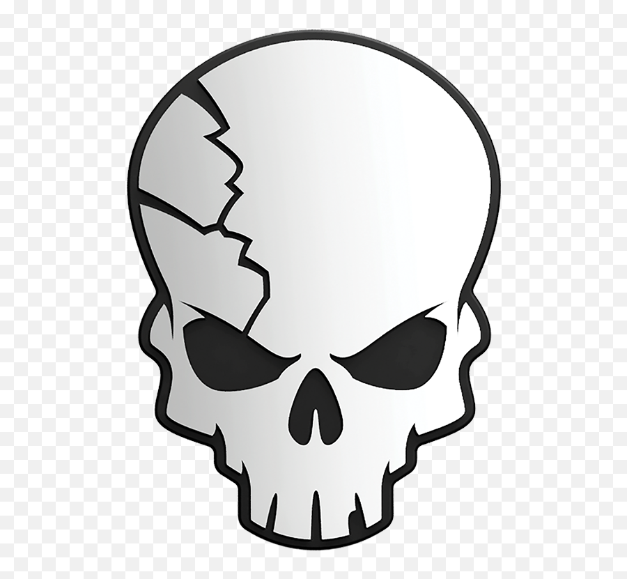 Cracked Skull 3d Chrome Plated Sticker - Transparent Cracked Skull Png Emoji,Skull Emoji Png