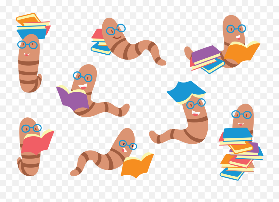 Bookworm Cartoon Set - Clip Art Emoji,Thanksgiving Emoticons Free
