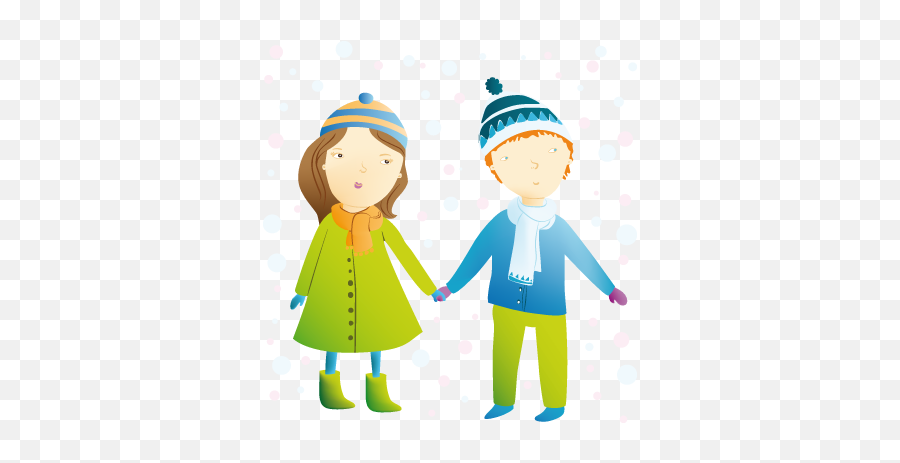 Children In The Snow Sticker - Snow Vector Emoji,Two Men Holding Hands Emoji