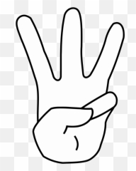 Hand 3 - Three Clipart Black And White Emoji