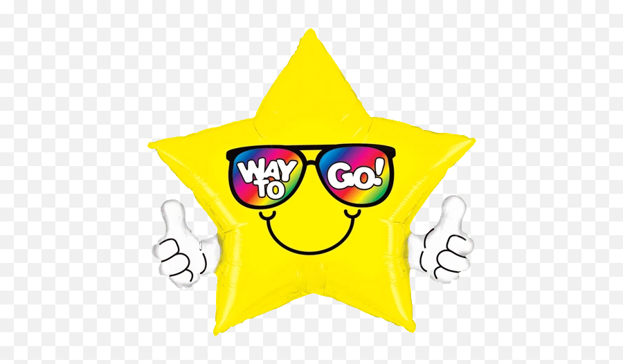 Thumbs Up Yellow Star Balloon - Way To Go Thumbs Up Emoji,Double Thumbs Up Emoji