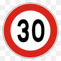 Maximum Speed Limit 30 Km Per H - Traffic Signal Emoji