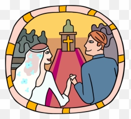 Bride And Groom Walk Down Vector Image Clipart - Full Size Sacraments Of Commitment Service Emoji