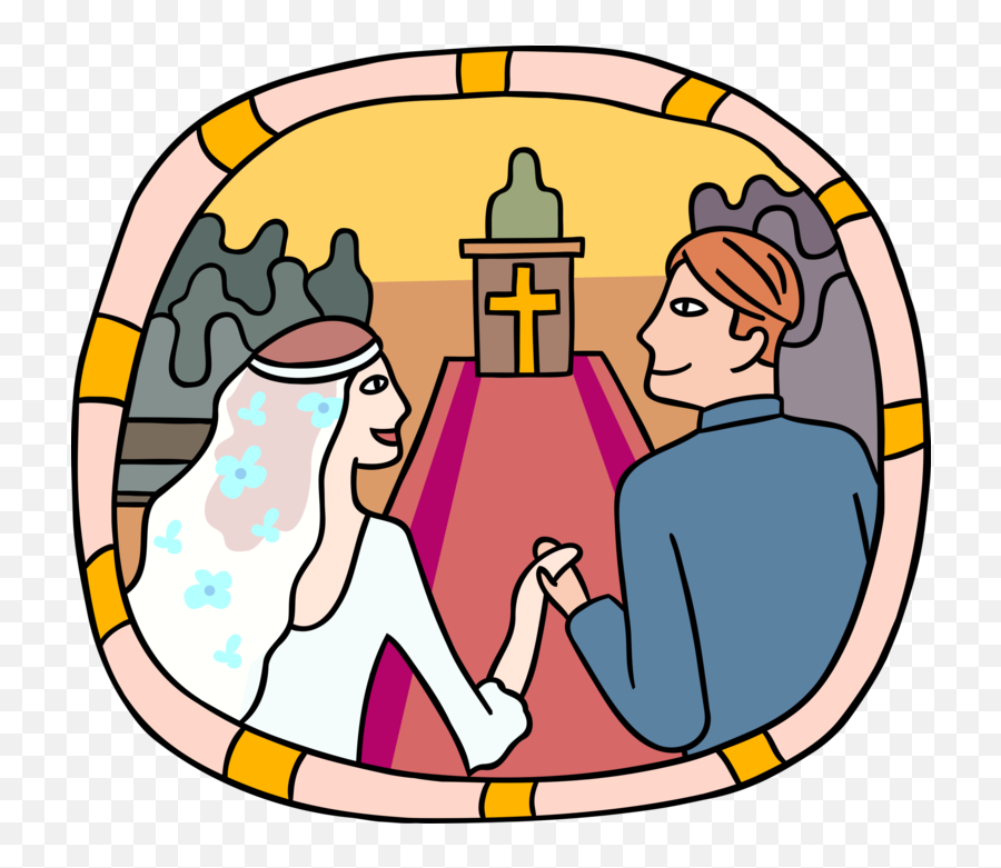 Bride And Groom Walk Down Vector Image Clipart - Full Size Sacraments Of Commitment And Service Emoji,Down Syndrome Emoji