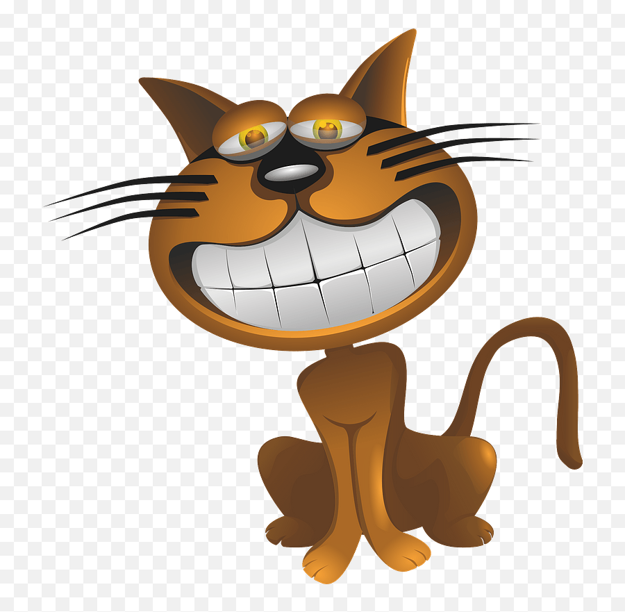 Orange Cat Grinning And Showing All - Cartoon Animal With Big Teeth Emoji,Emoji Showing Teeth