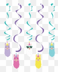 Llama Party Dizzy Danglers Hanging Swirls Balloon Agencies - Narozeninové Emoji