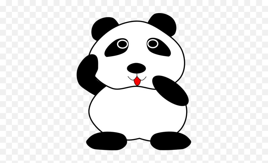Panda With Tongue Out - Panda Black And White Clipart Emoji,Orange Heart Emoji