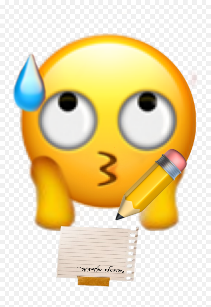Apple Emoji School Writing Sticker - Transparent Eye Roll Emoji,Emoji Writing