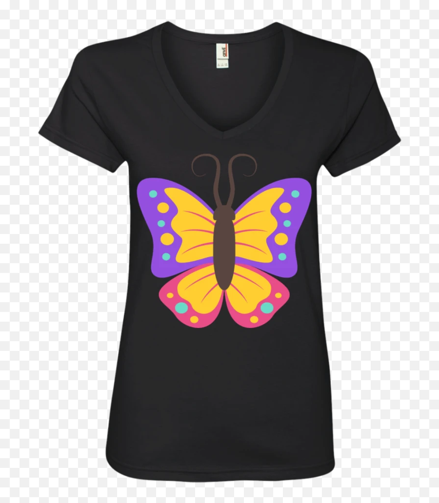 Beautiful Butterfly Emoji Ladiesu0027 V - Neck Tshirt U2013 That Hogwarts Wasn T Hiring Shirt,Ab Emoji