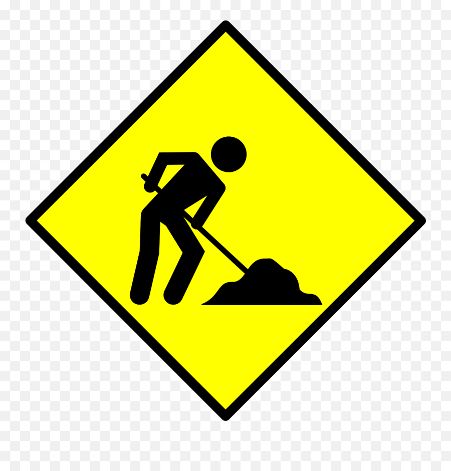 Sign Road Under Construction Worker - Clip Art In Construction Emoji,Warning Emoji