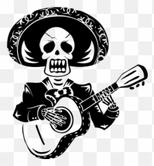 Day Of The Dead Skeleton Guitar - Day Of The Dead Stencil Wall Emoji,Emoji Trunk Or Treat