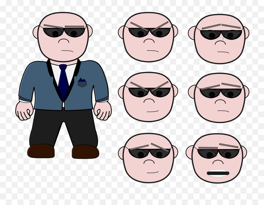 Bodyguard Henchman Cartoon Suit Man - Henchman Cartoon Emoji,Throwing Kiss Emoji