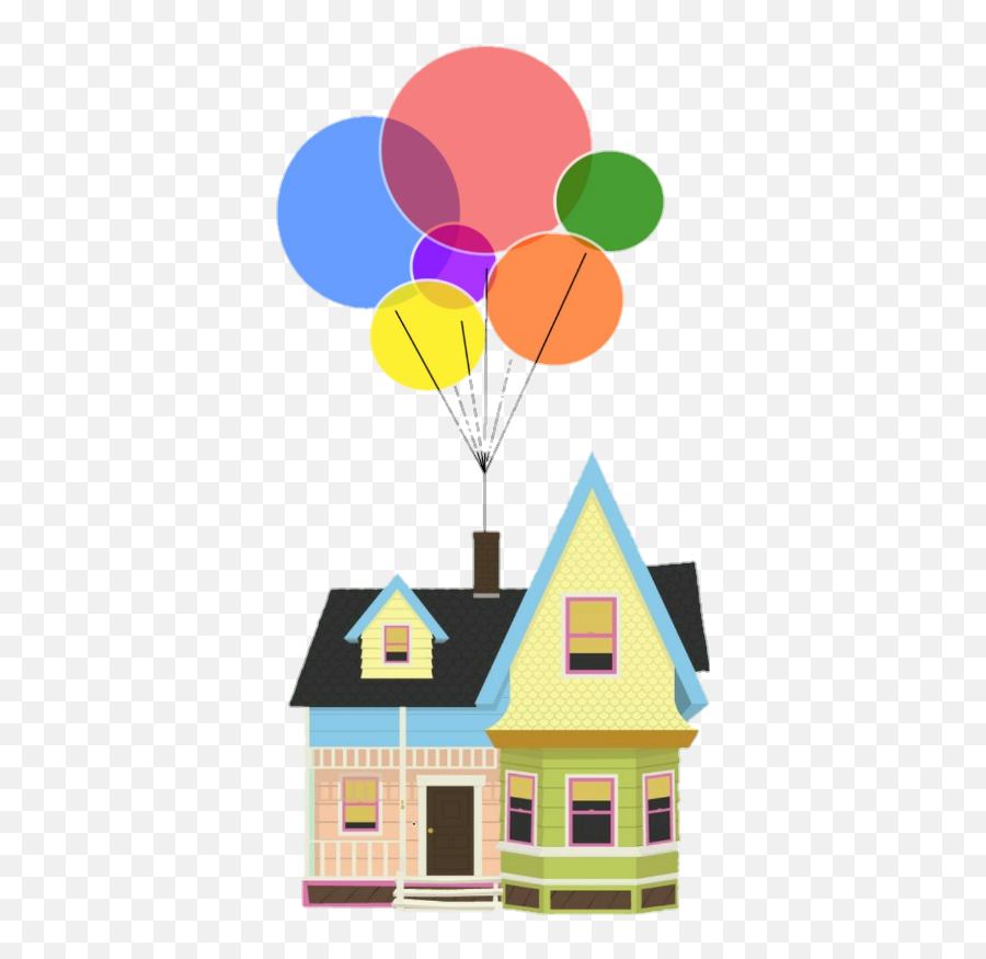Movie Pixar Colorful Rainbow Home House - Cartoon Up House Clipart Emoji,House And Balloons Emoji