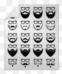 Beard And Glasses Hipster Icons Set Plush Blanket U2022 Pixers - We Live To Change Red Beard Clip Art Emoji,Beard Emoticon