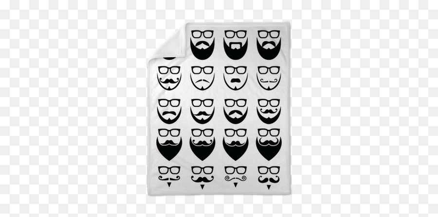Beard And Glasses Hipster Icons Set Plush Blanket U2022 Pixers - We Live To Change Red Beard Clip Art Emoji,Beard Emoticon