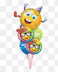 Cute Happy Birthday Balloon - Smiley Party Emoji,Happy Birthday Emoticon